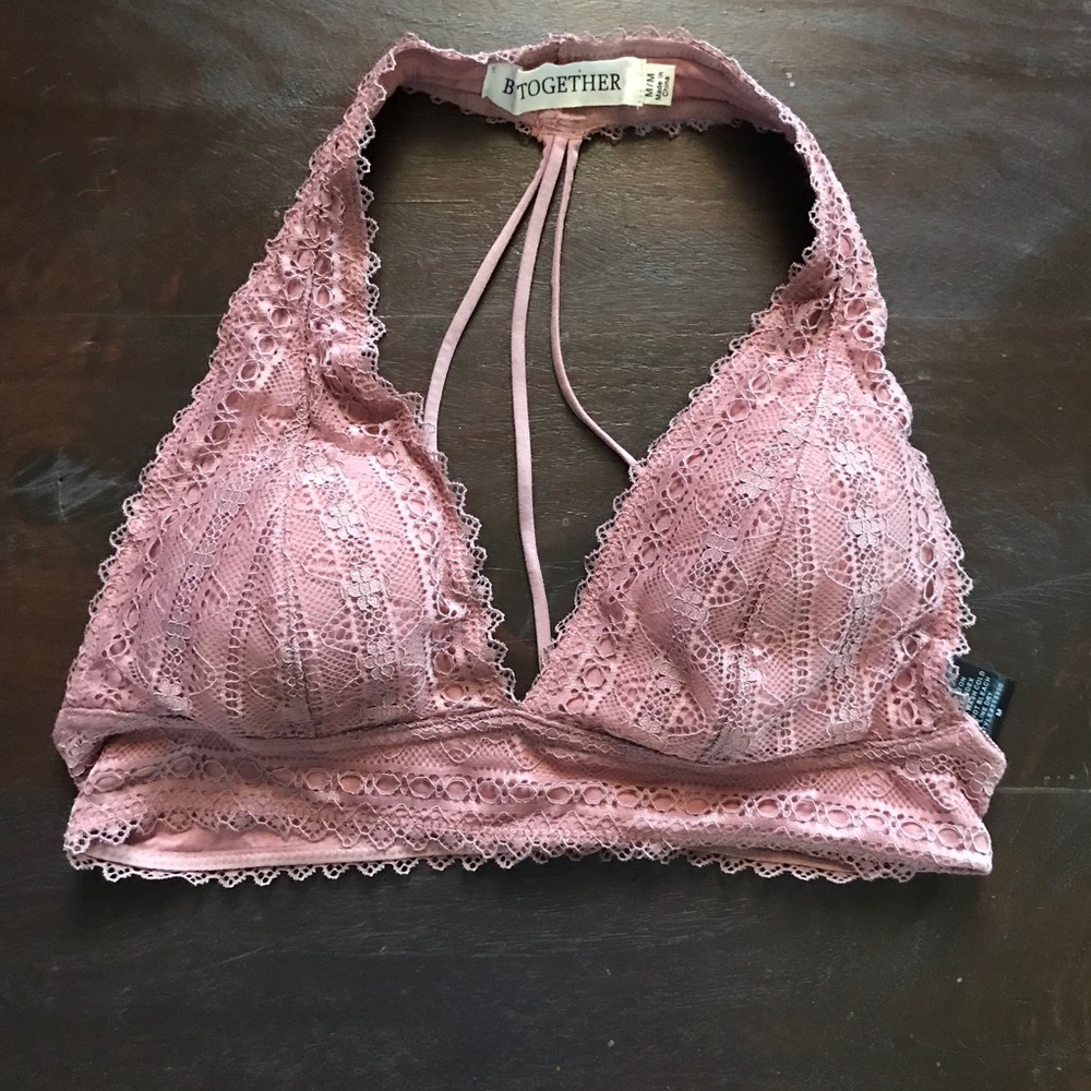 Pink lace bralette